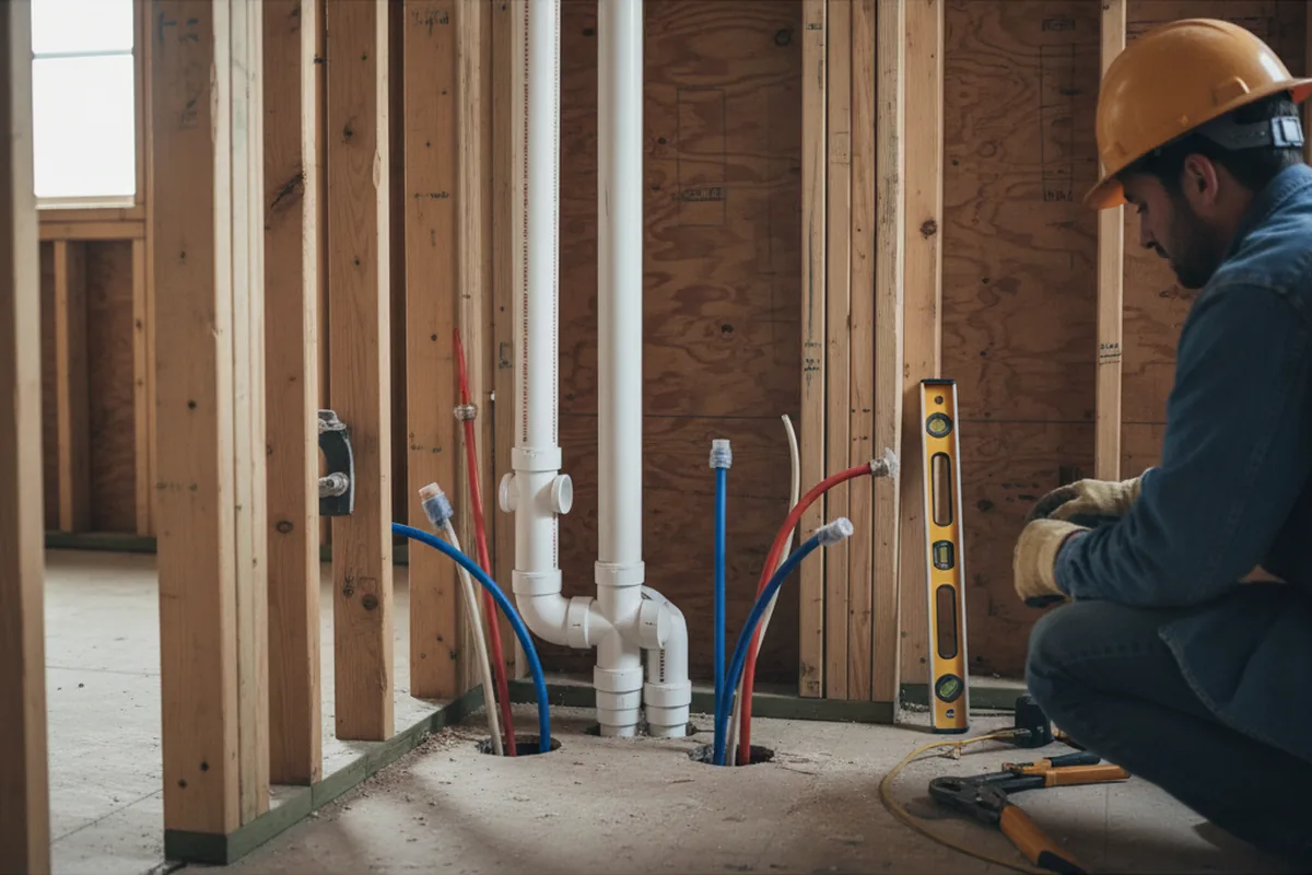 Drain and supply rough-in during Toilet Repair and Installation in Lake Grove